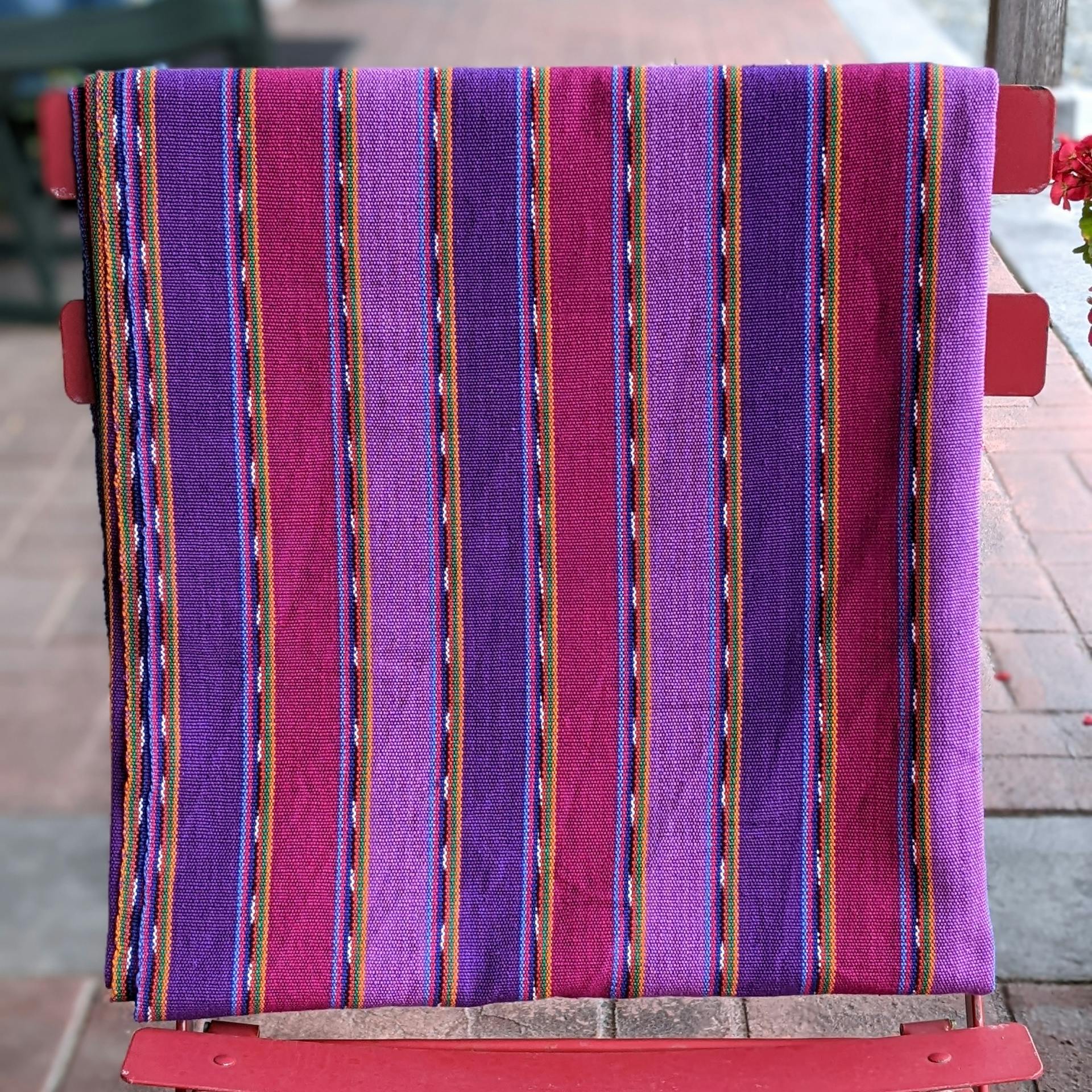 Guatemalan Tablecloth - Purple Stripe