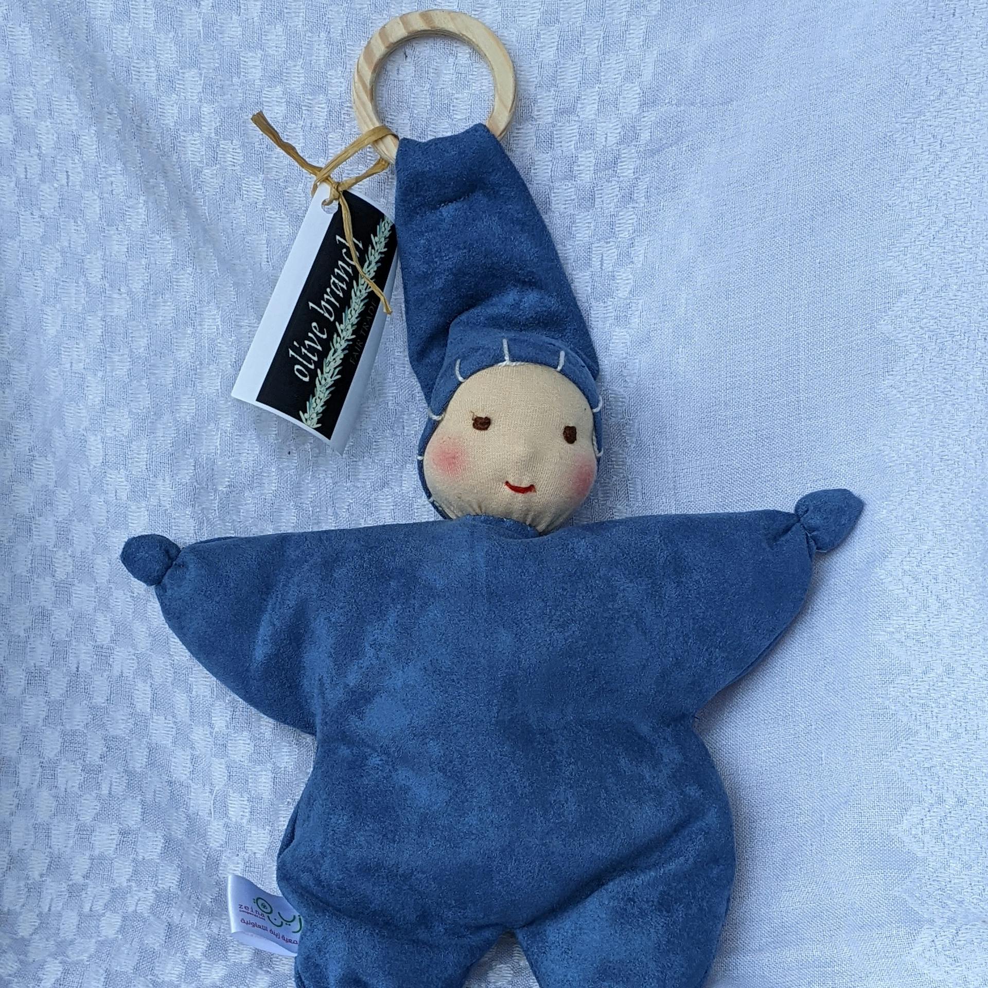 Baby Doll w/wooden ring - blue