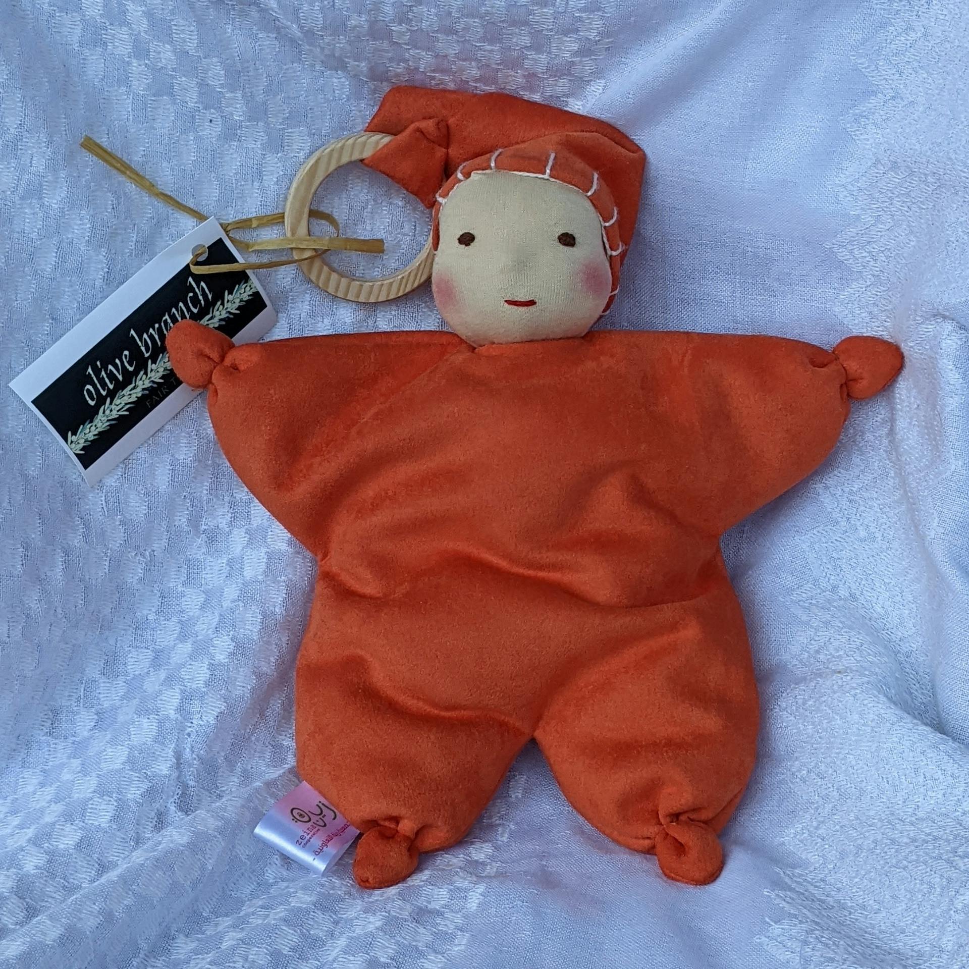 Baby Doll w/wooden ring - orange