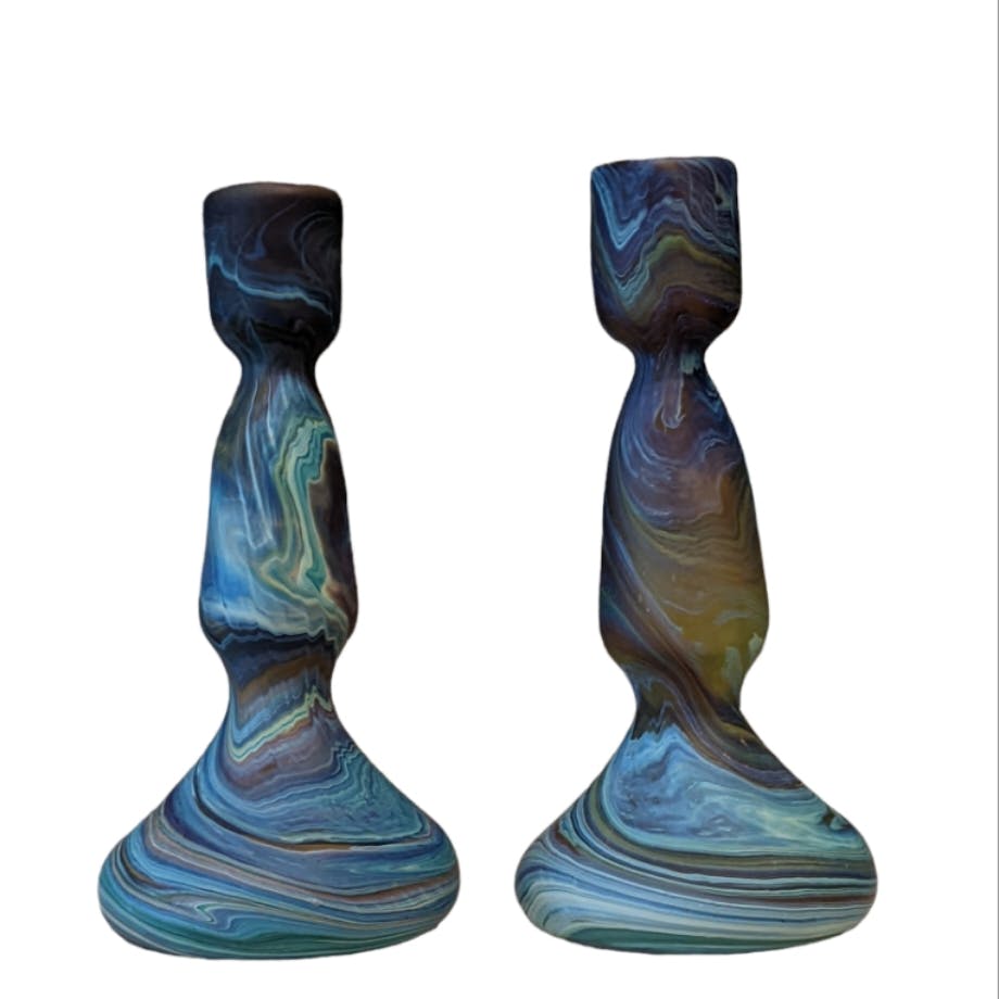 Hebron Glass Candlesticks